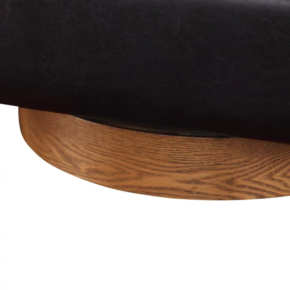 Brown Faux Leather Wood Base Swivel Chair F500