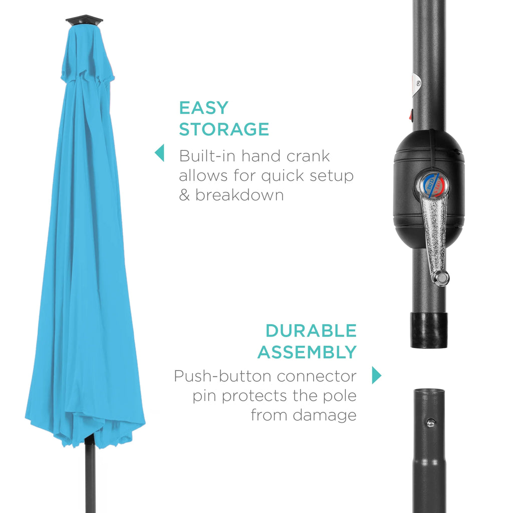 10ft Solar LED Lighted Patio Umbrella with Tilt Adjustment W534262