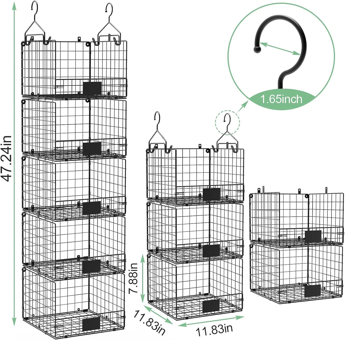 5 Tiers Hanging Closet Shelves Organizer with S Hooks H38358