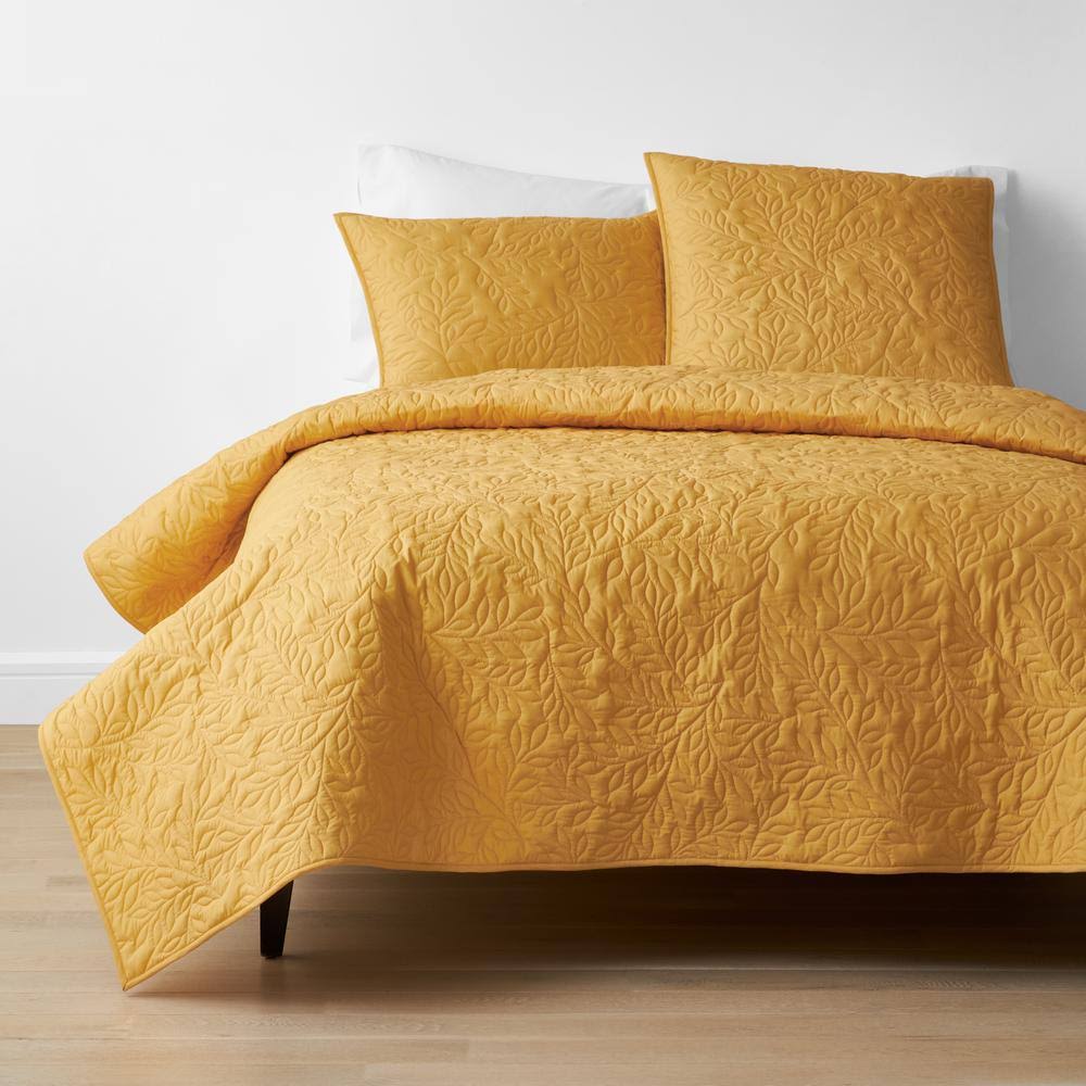 Mini Leaf Cotton Quilt Sun Yellow Size FQ D178
