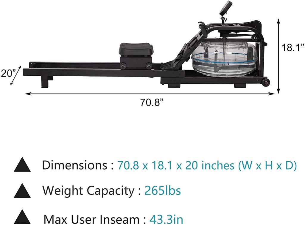 Rowing Machine with LCD Monitor, 330 lbs Weight Capacity, Adjustable T246