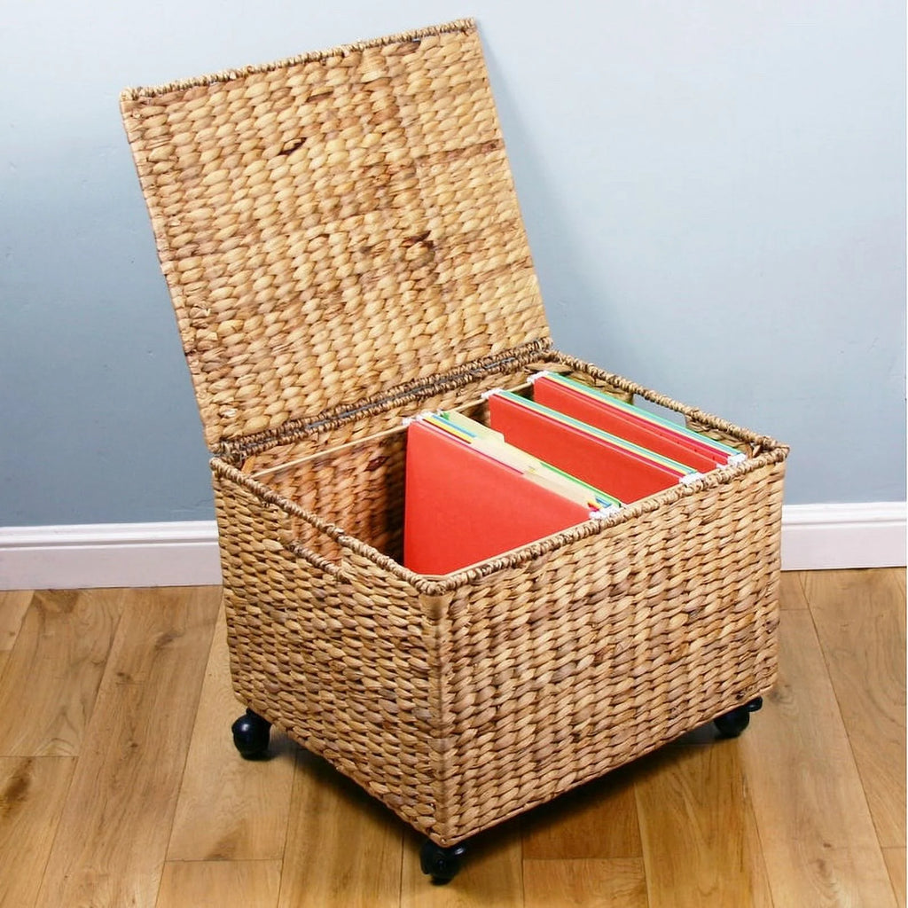 Wicker Storage Filing Cabinet with Wheels I956611