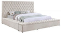 Cream Eastern King Velvet Tufted Storage Bed O133