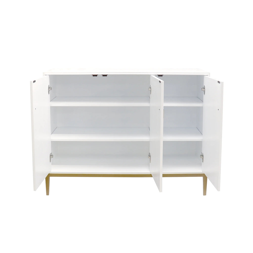 Ivory 3 Door Sideboard with Bronze Metal Frame O79965