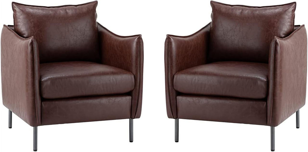 Leather Armchair Set Of 2, Brown H539254