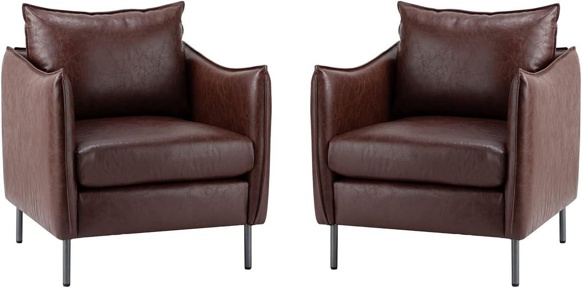 Leather Armchair Set Of 2, Brown H539254