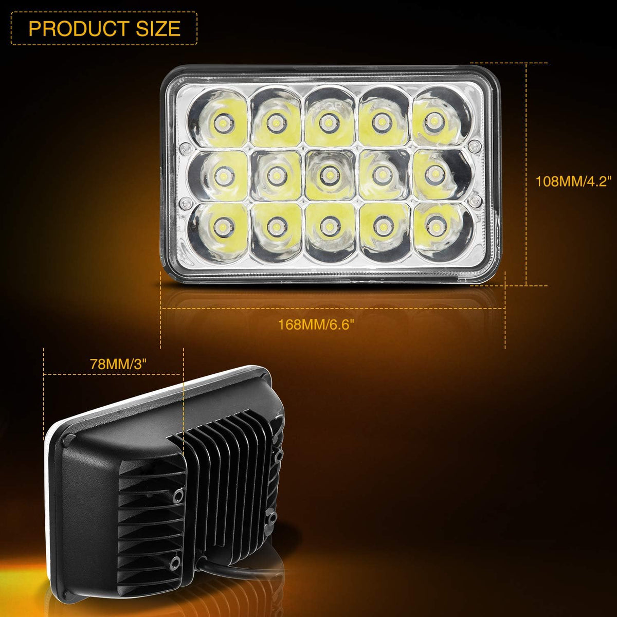 4x6 LED Headlights Sealed Beam Conversion Kit Pack of 2 A3460