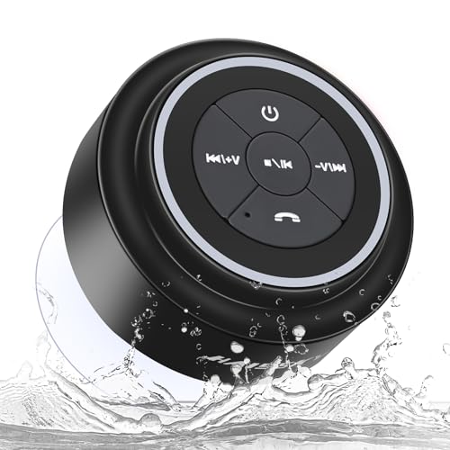 Bluetooth Shower Speaker with Suction Cup, IP67 Waterproof Speaker with LED Light B413