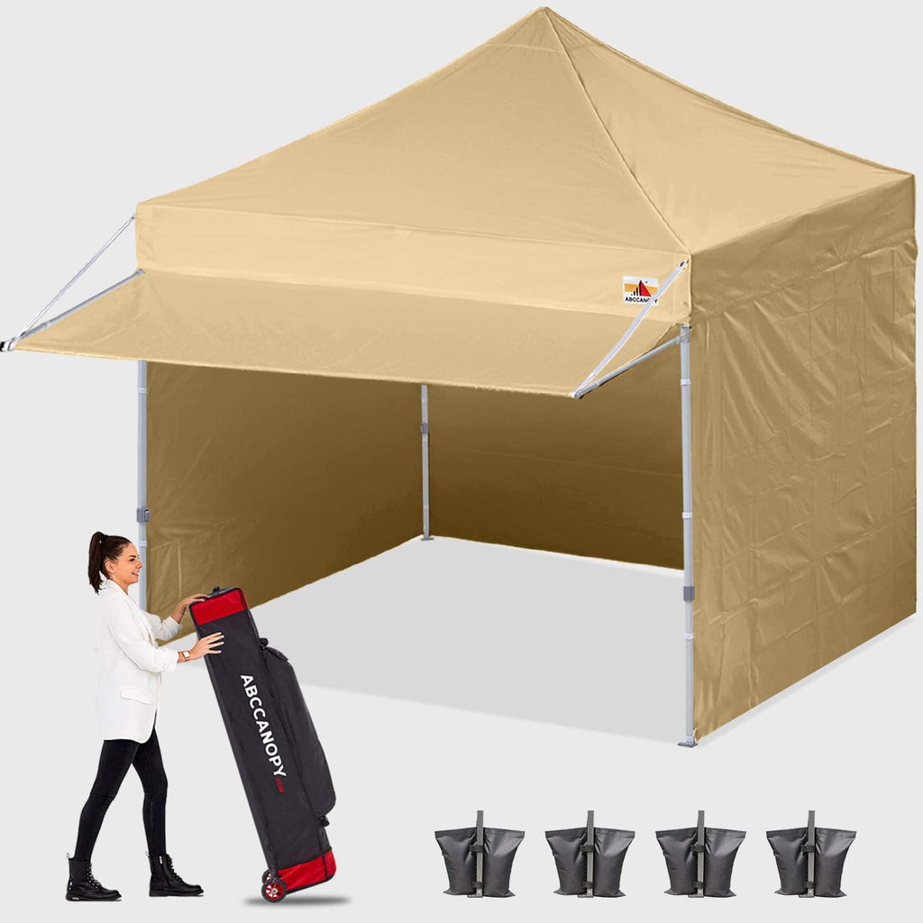 White 10x10 Pop up Canopy Tent with Awning and Sidewalls K239553