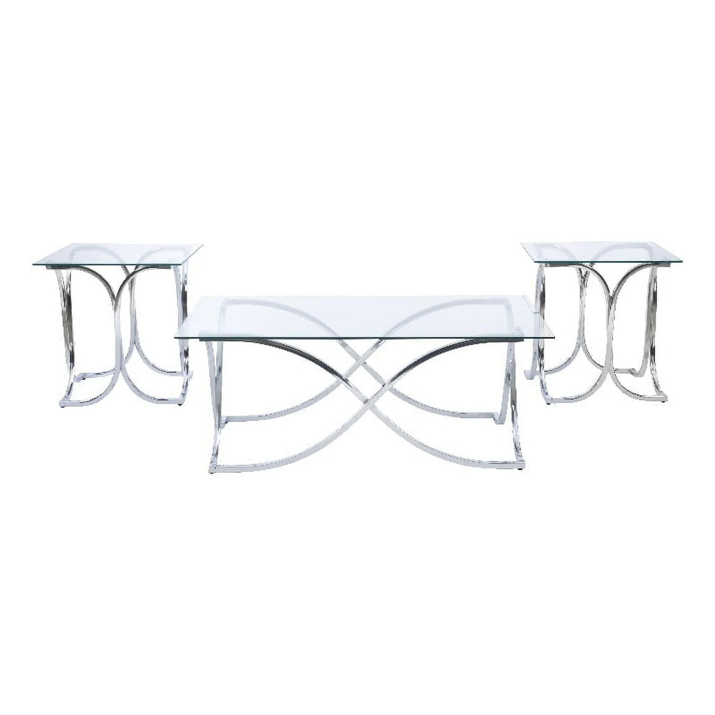 Glass Coffee and 2 End Table Set with Twisted Legs N108925