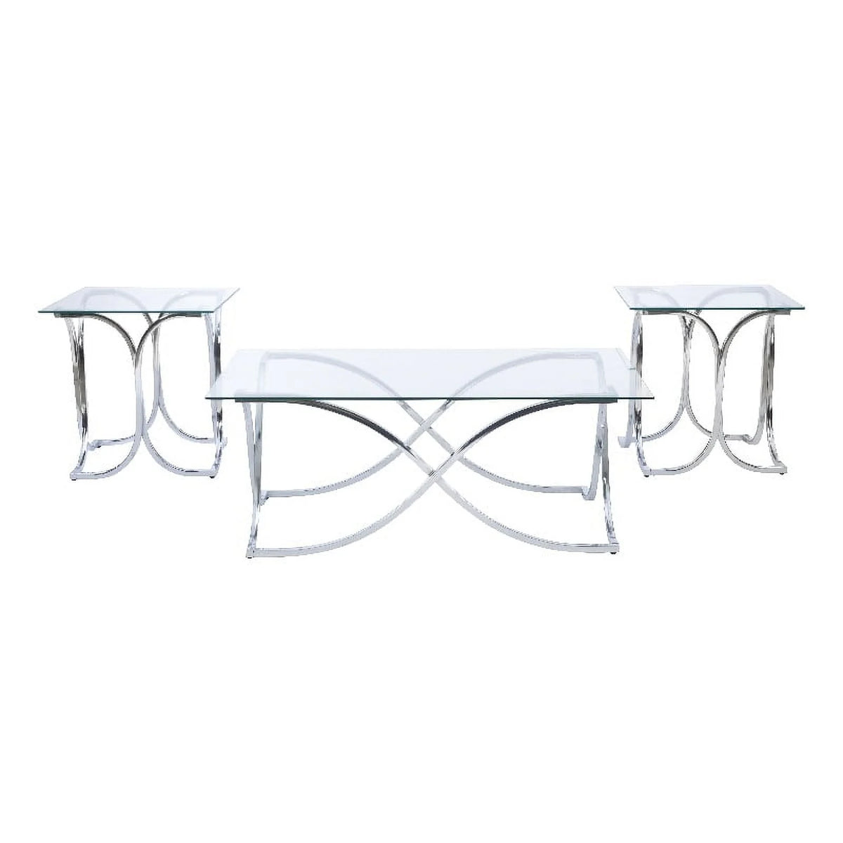 Glass Coffee and 2 End Table Set with Twisted Legs N108925