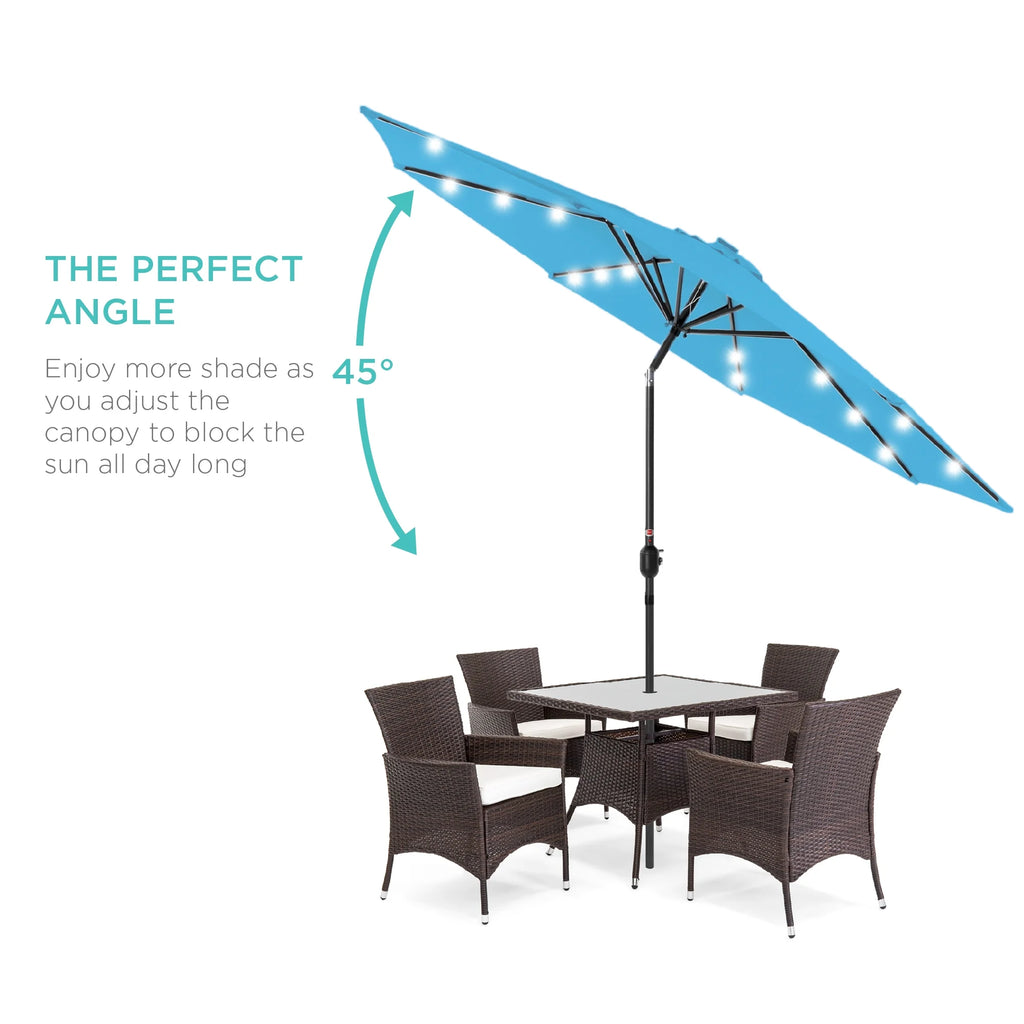 10ft Solar LED Lighted Patio Umbrella with Tilt Adjustment W534262