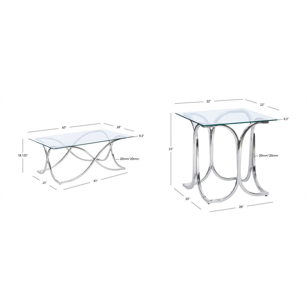 Glass Coffee and 2 End Table Set with Twisted Legs N108925