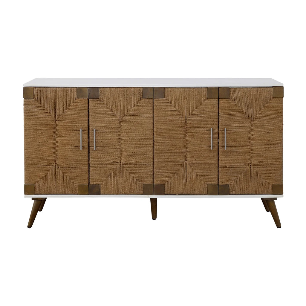 White 4-Door Wood Credenza P782264
