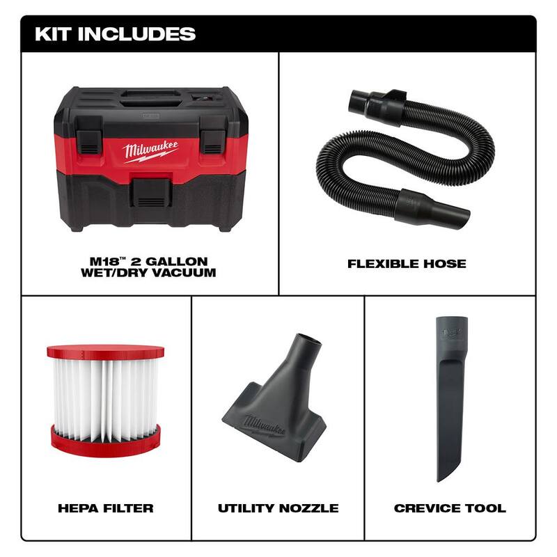 18-Volt 2 Gal. Cordless Wet/Dry Vacuum with Automotive Kit D34578