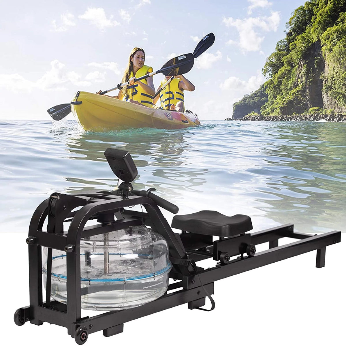 Rowing Machine with LCD Monitor, 330 lbs Weight Capacity, Adjustable T246