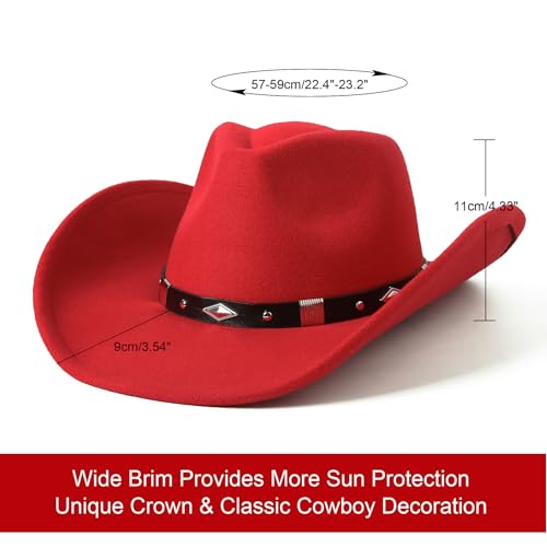 Felt Wide Brim Western Cowboy Hat with Belt Buckle N597