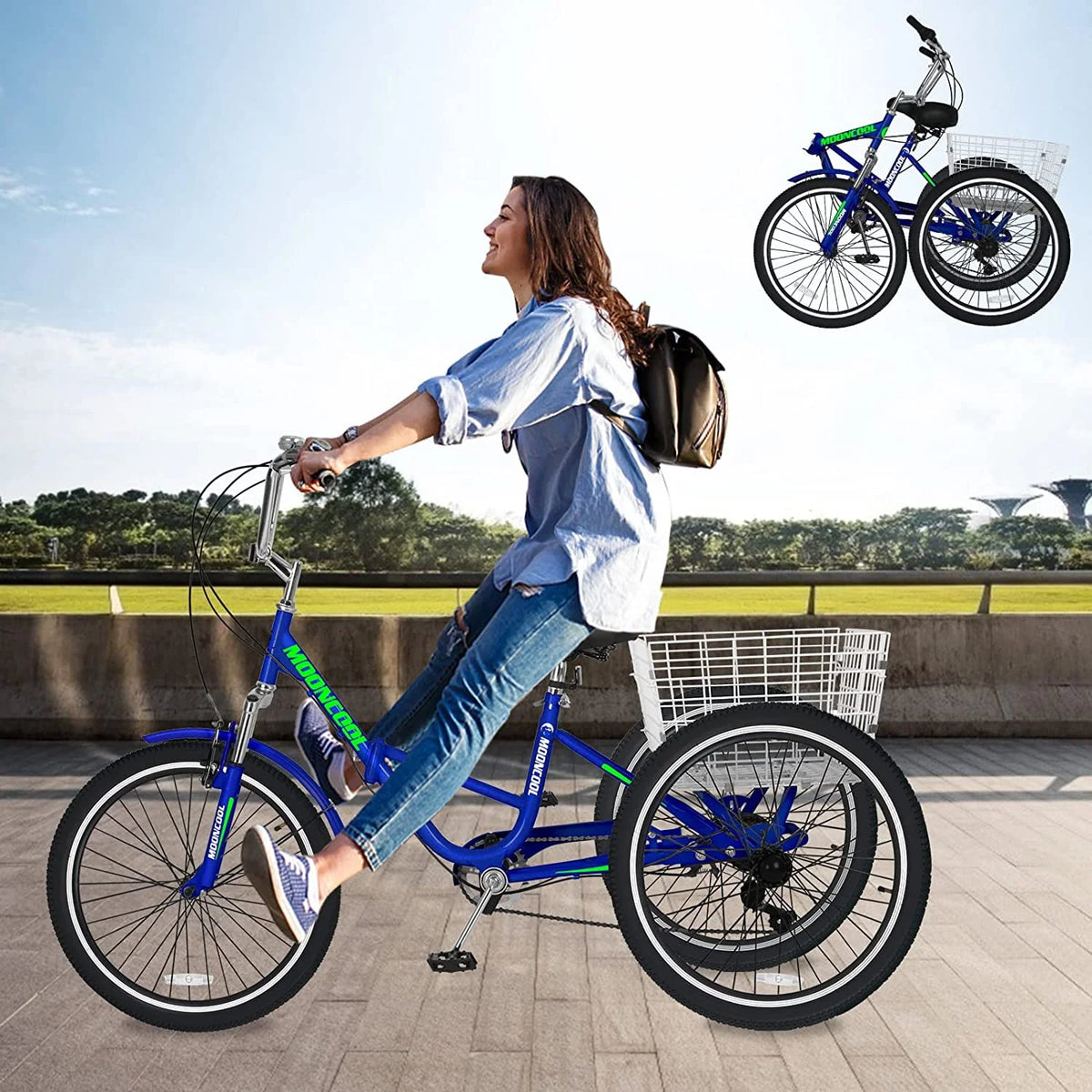 7 Speed Folding Adult Tricycle with Basket E2399
