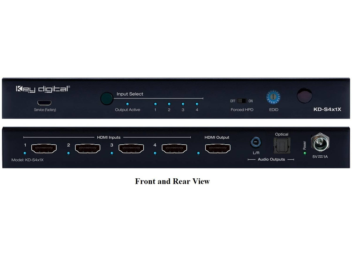 4x1 4K/18G HDMI Switcher with L/R & Optical Audio De-Embed Output U390522