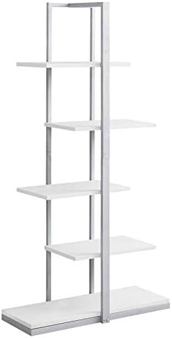 White 5 Shelf Metal Bookcase C7992