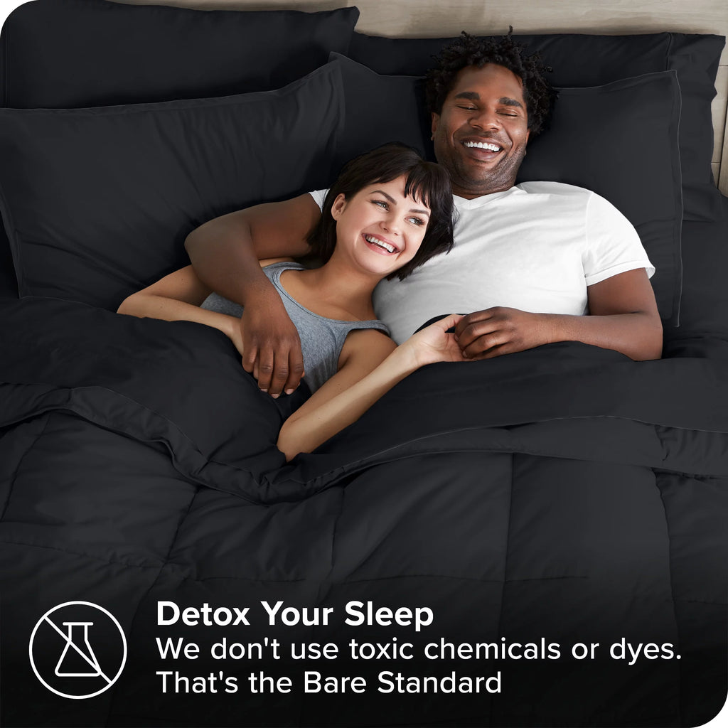 7-Piece Bed-in-a-Bag Full XL Black Sheet Set P682086
