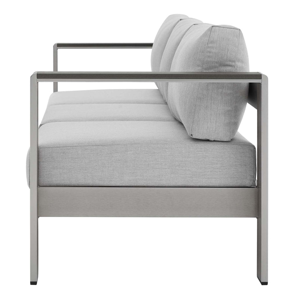 Silver Grey Modern Outdoor Sectional Sofa Chair Table Set L347