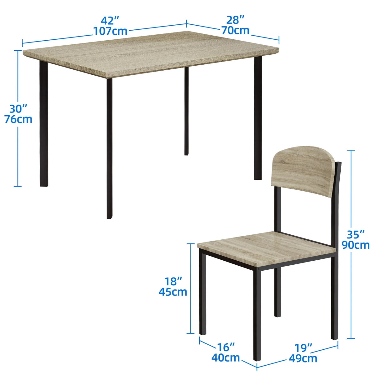 5-Piece Light Brown Dining Table Set H47929