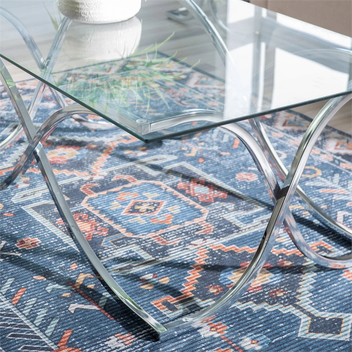 Glass Coffee and 2 End Table Set with Twisted Legs N108925