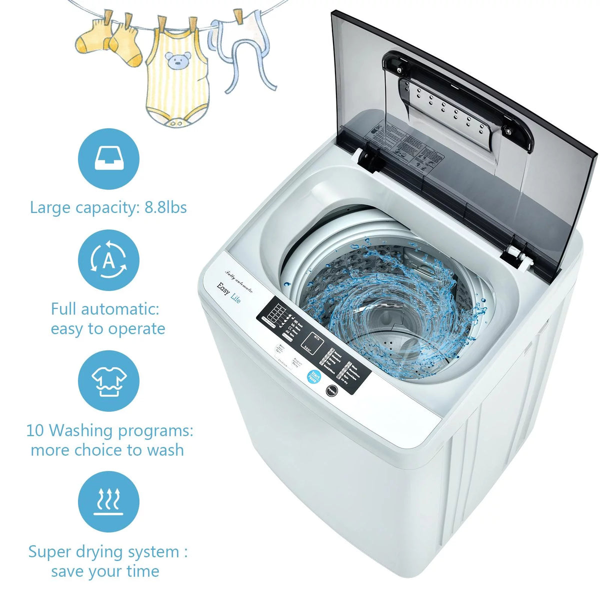 8.8lbs Portable Automatic Washing Machine U51310