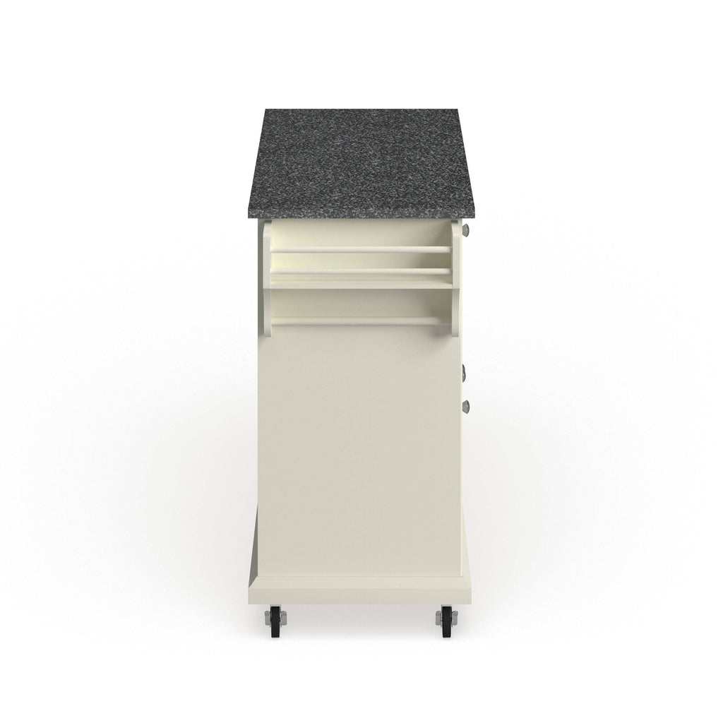 White Wood and Granite Kitchen Cart B560984