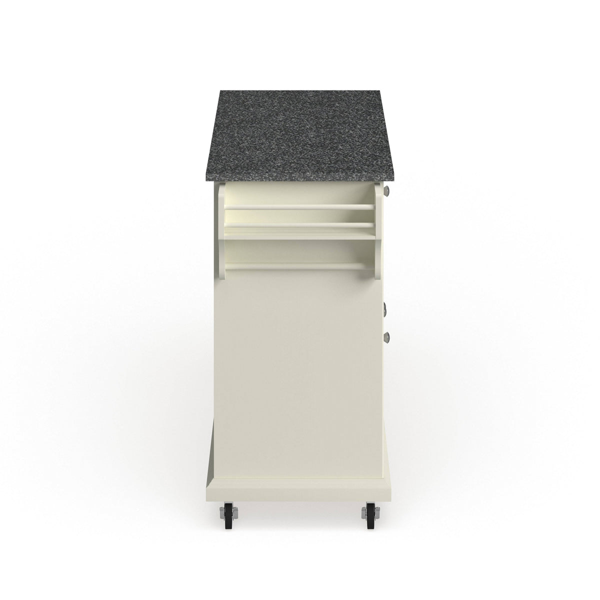 White Wood and Granite Kitchen Cart B560984